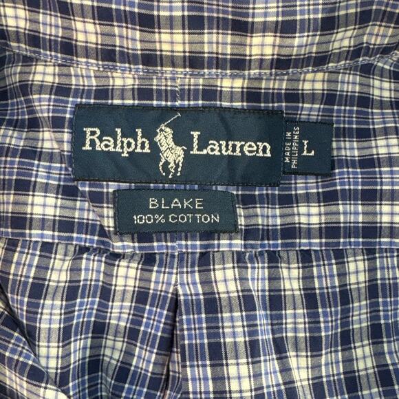 Ralph Lauren Blake Blue Plaid Button Down Shirt - Men's L - Picture 8 of 8